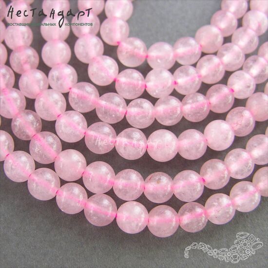 Кварц розовый натуральный гладкий 6 мм (нить 19 см), изображение 4