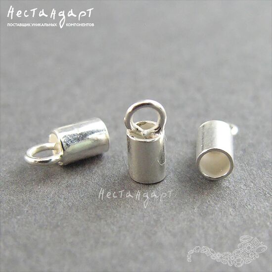 Концевик с петлей Sterling Silver 6,5х2,7 мм, изображение 2