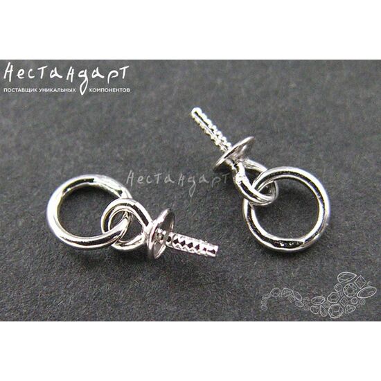 Концевик-пустышка с кольцом Sterling Silver Rhodium Plated 8х2,5 мм, изображение 4