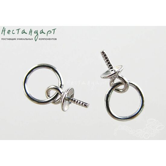 Концевик-пустышка с кольцом Sterling Silver Rhodium Plated 9х3 мм, изображение 2