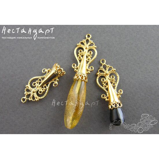 Концевик со штифтом Byzantine Filigree Gold Plated 27х12 мм, изображение 2