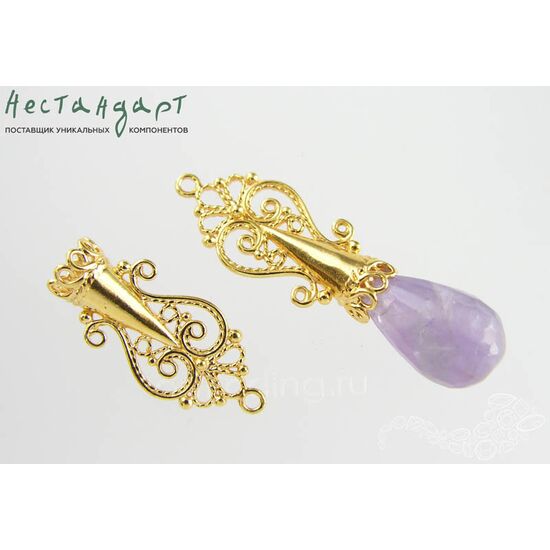 Концевик со штифтом Byzantine Filigree Gold Plated 27х12 мм, изображение 3