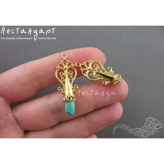 Концевик со штифтом Byzantine Filigree Gold Plated 27х12 мм, изображение 4