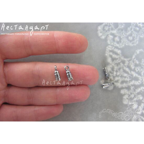 Концевик для шнура Twine Silver Plated 11х4 мм, изображение 3