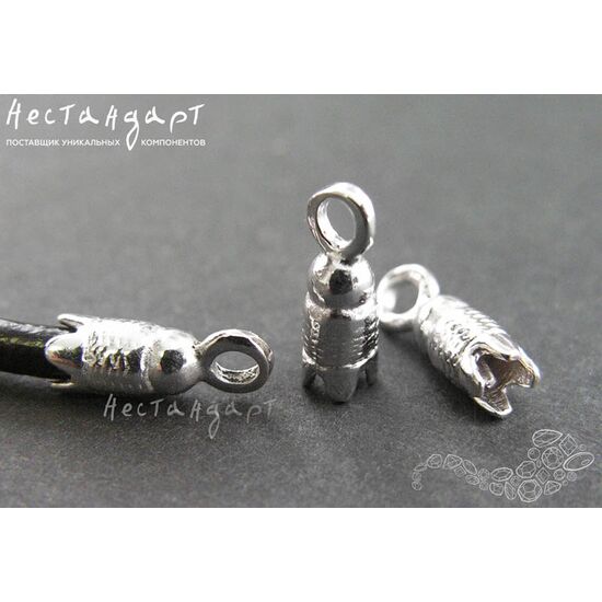 Концевик для шнура Twine Rhodium Plated 11х4 мм, изображение 2