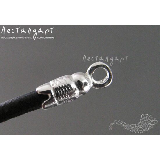 Концевик для шнура Twine Rhodium Plated 11х4 мм, изображение 3