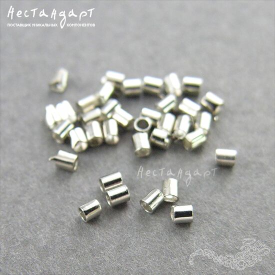 Кримп зажимной Silver Tone 1,8х1,5 мм (уп. 120-130 шт.), изображение 2