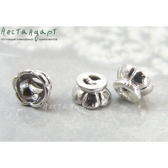 Концевик Collar Sterling Silver Rhodium Plated 7х4 мм