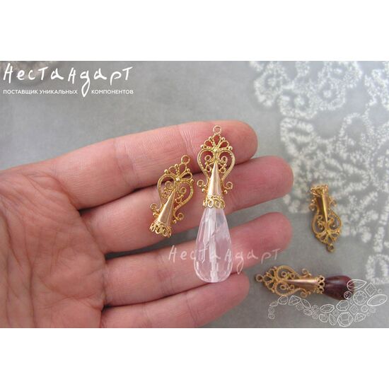 Концевик со штифтом Byzantine Filigree латунь 27х12 мм, изображение 3