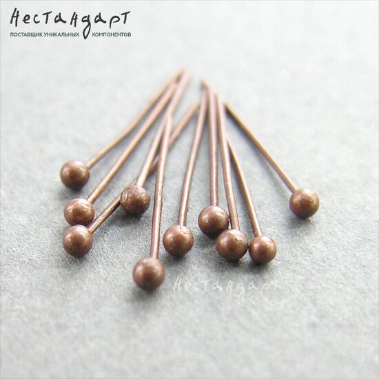 Пин с шариком Antique Copper 16х0,5 мм (уп. 30 шт.), изображение 2
