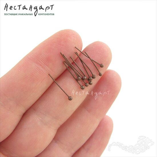 Пин с шариком Antique Copper 16х0,5 мм (уп. 30 шт.), изображение 3