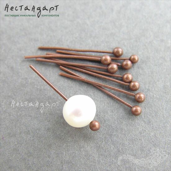 Пин с шариком Antique Copper 16х0,5 мм (уп. 30 шт.), изображение 4
