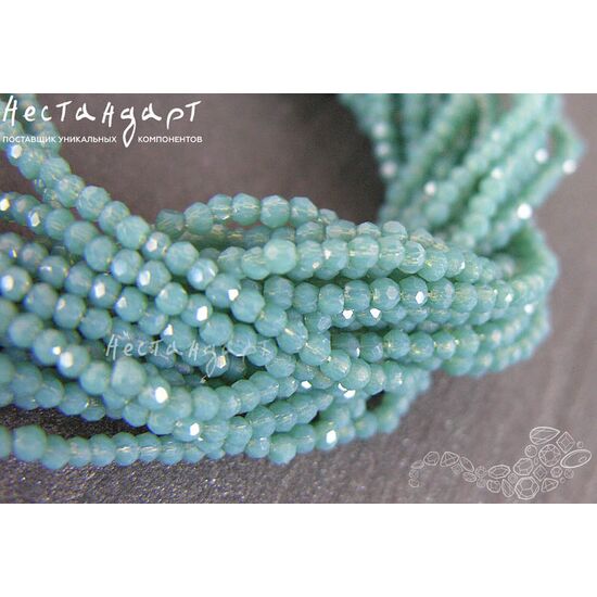 Хрустальная бусина Pastel Green 2,5х1,9 мм (нить 34 см), изображение 2