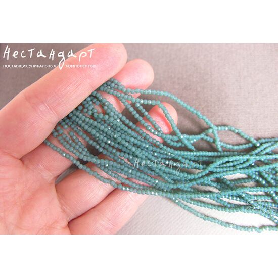 Хрустальная бусина Pastel Green 2,5х1,9 мм (нить 34 см), изображение 3