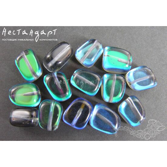 Хрустальная бусина Mystic Blue Geometric 13х11 мм, изображение 2