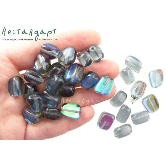 Хрустальная бусина Mystic Blue Geometric 13х11 мм, изображение 3