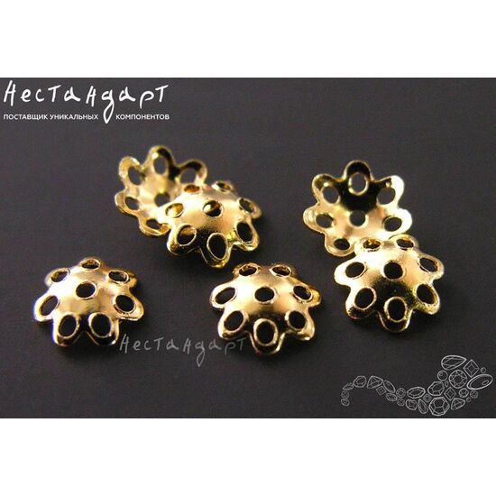 Чашечки для бусин Stamped Flower Vermeil Sterling Silver 6 мм, изображение 3