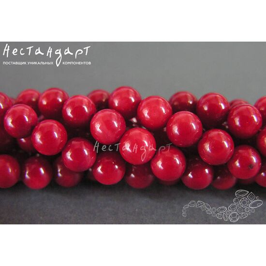 Коралл натуральный красный 6 мм (нить 13 см), изображение 3