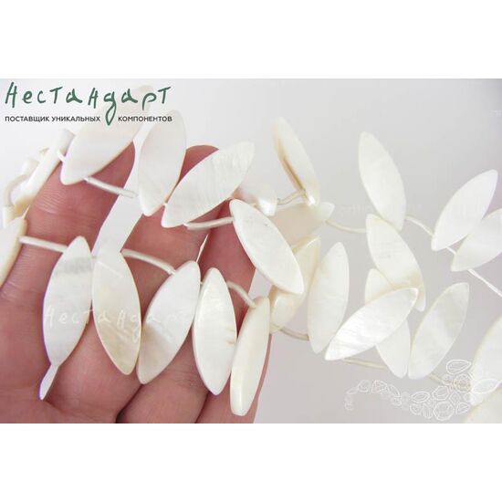 Перламутр натуральный White Leaflet 30х10 мм, изображение 4