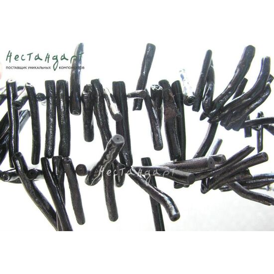 Коралл натуральный черный палочки 50х5 мм (уп. 6 шт), изображение 2