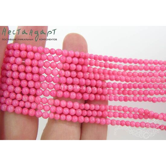 Коралл натуральный розовый гладкий 3 мм (нить 19 см), изображение 3