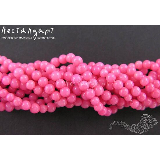 Коралл натуральный розовый гладкий 3 мм (нить 19 см), изображение 4