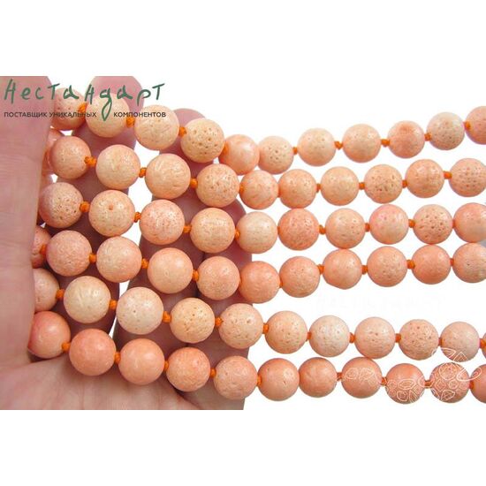 Коралл натуральный губчатый Peach 10 мм (уп. 10 шт.), изображение 3