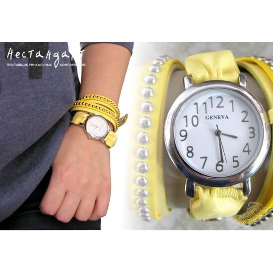 Часы-браслет Bali Silver Stud цвет лимон