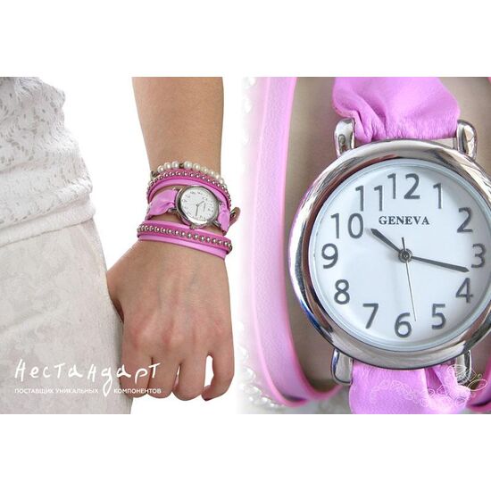 Часы-браслет Bali Silver Stud цвет розовый