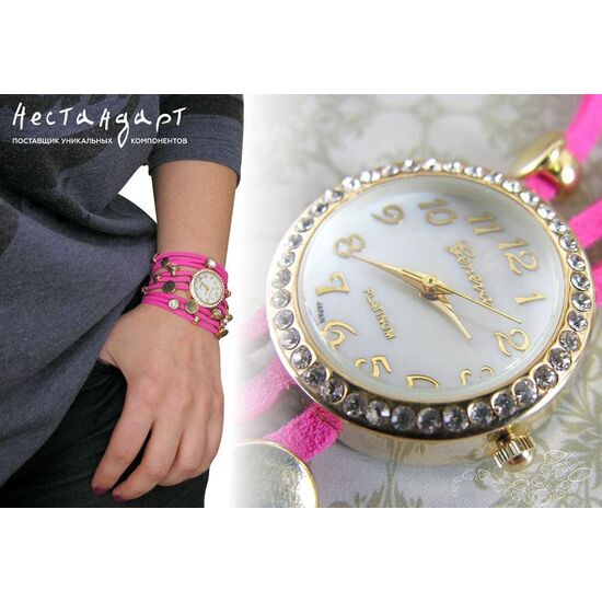 Часы-браслет Geneva Gold Charm цвет ярко-розовый