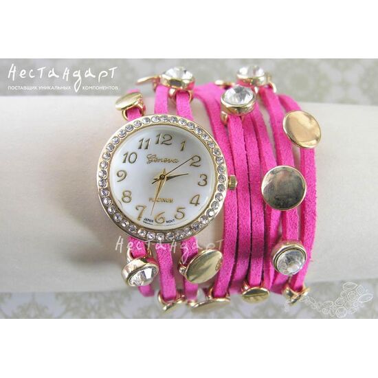 Часы-браслет Geneva Gold Charm цвет ярко-розовый, изображение 2