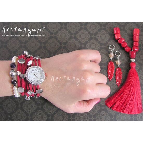 Часы-браслет Geneva Silver Charm цвет пунцовый, изображение 3