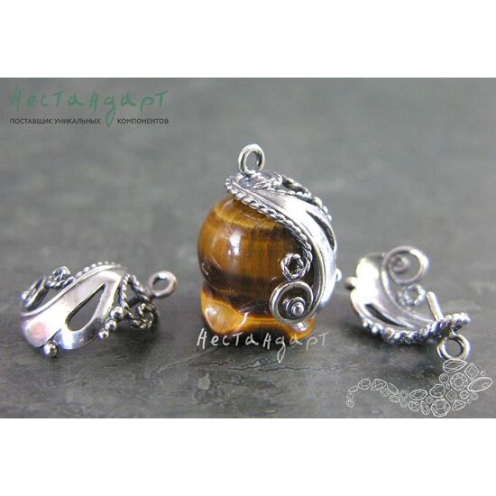 Концевик со штифтом Peacock Silver Plated 19х13 мм