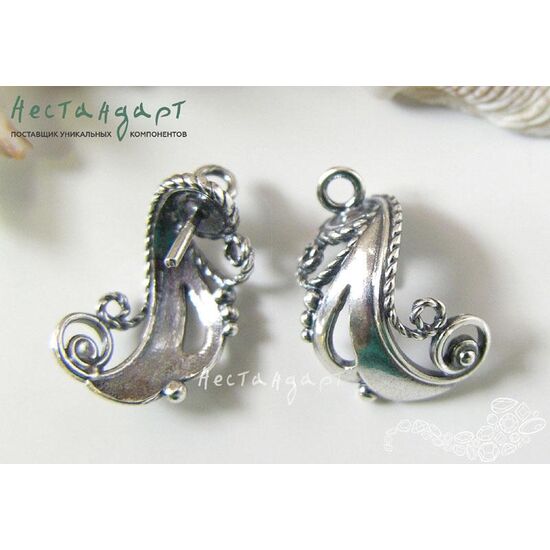 Концевик со штифтом Peacock Silver Plated 19х13 мм, изображение 2