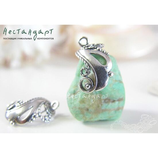 Концевик со штифтом Peacock Silver Plated 19х13 мм, изображение 3