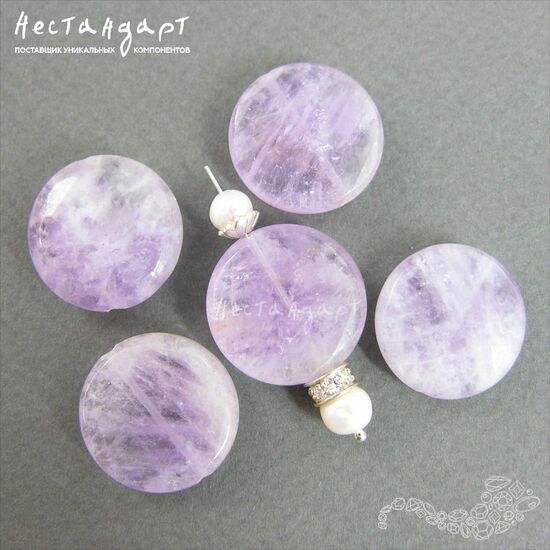 Аметист натуральный диск с огранкой 20 мм, изображение 2