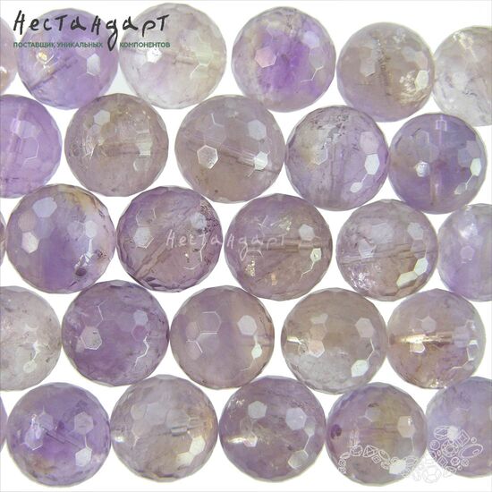 Аметрин натуральный шар с ювелирной огранкой 14 мм, изображение 2