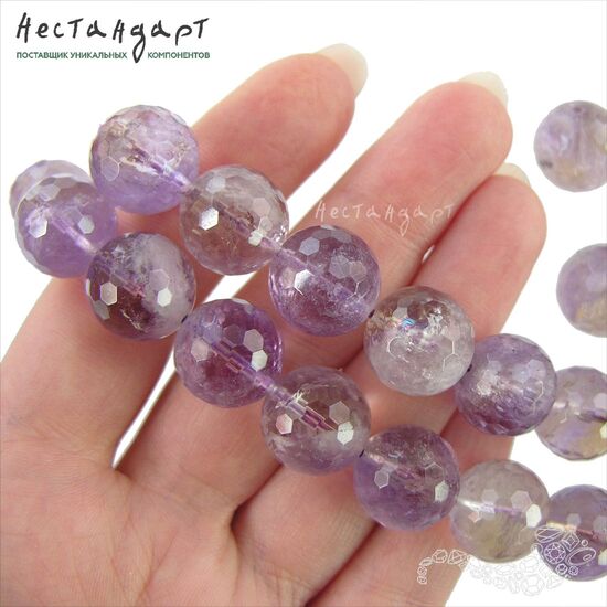 Аметрин натуральный шар с ювелирной огранкой 14 мм, изображение 3