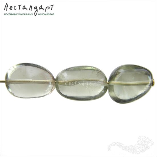 Празиолит натуральный гладкий Moss Pebbles 11-12х9 мм