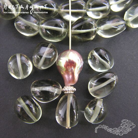 Празиолит натуральный гладкий Moss Pebbles 11-12х9 мм, изображение 3