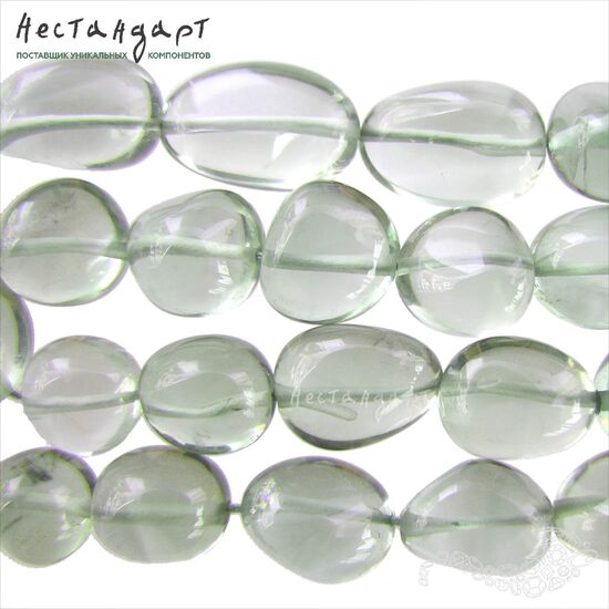 Празиолит натуральный гладкий Moss Pebbles 11-12х9 мм, изображение 4