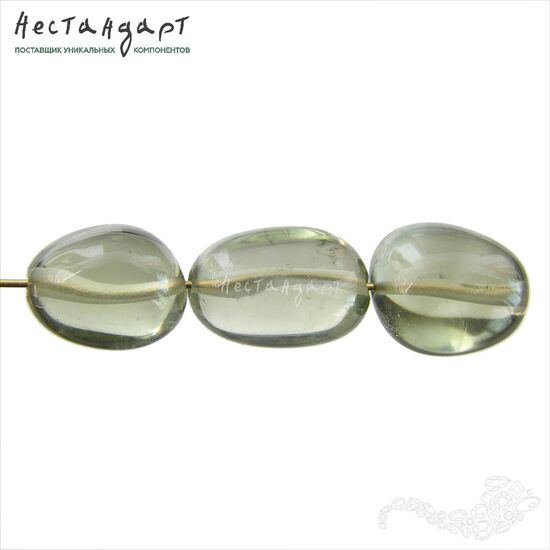 Празиолит натуральный гладкий Moss Pebbles 11-12х9 мм, изображение 5