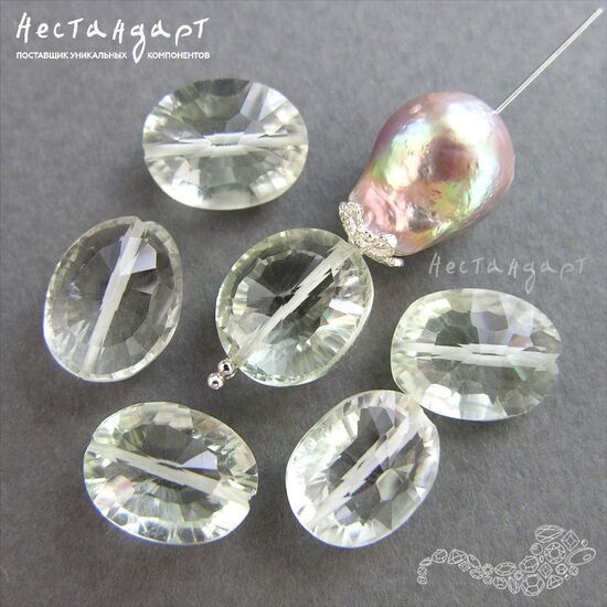 Празиолит натуральный Antwerp Oval 10,5х8 мм (пара), изображение 2
