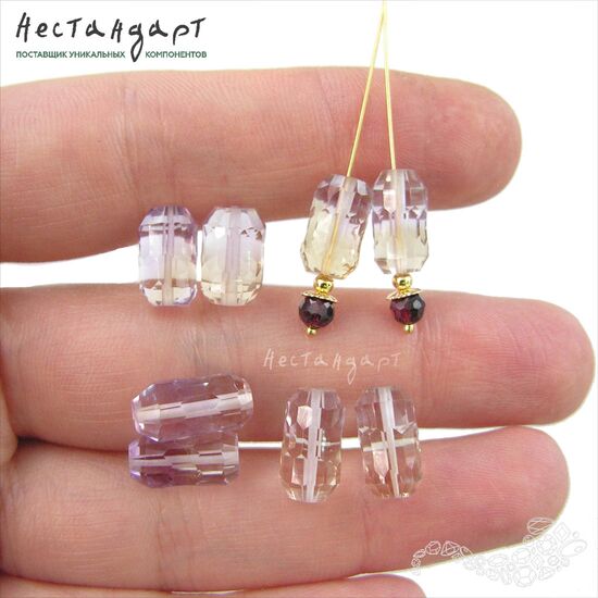 Аметрин натуральный Fancy Cut 9-12 мм (пара ), изображение 2