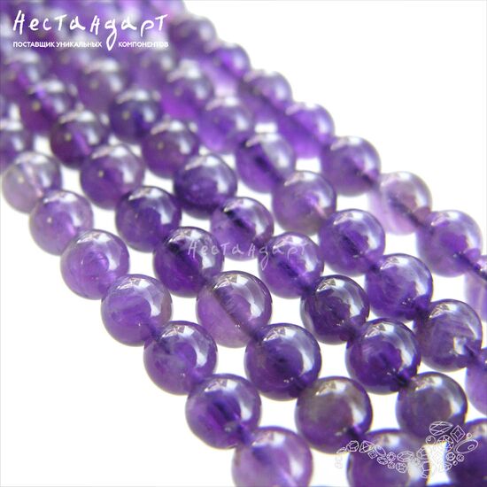 Аметист натуральный гладкий 6 мм (нить 19 см)