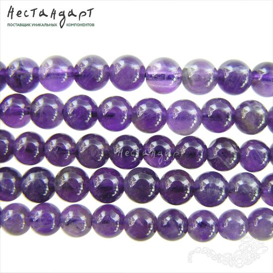 Аметист натуральный гладкий 6 мм (нить 19 см), изображение 4