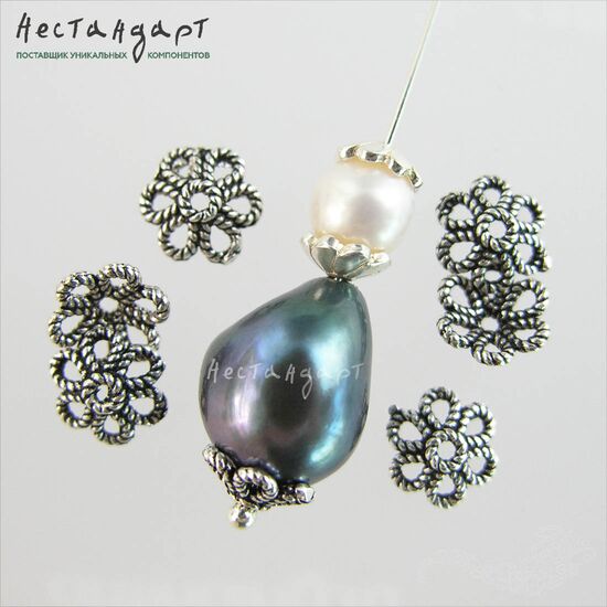 Чашечки для бусин Antique Chamomile Sterling Silver 7,5 мм, изображение 2