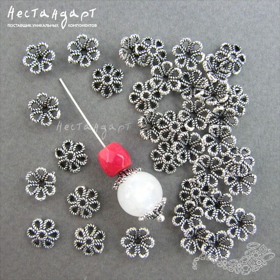 Чашечки для бусин Antique Chamomile Sterling Silver 7,5 мм, изображение 5