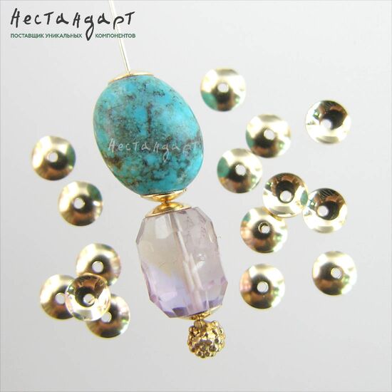 Чашечки для бусин Round Bead Caps Gold Filled 4 мм, изображение 2