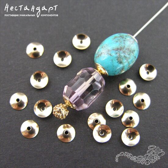 Чашечки для бусин Round Bead Caps Gold Filled 4 мм, изображение 4